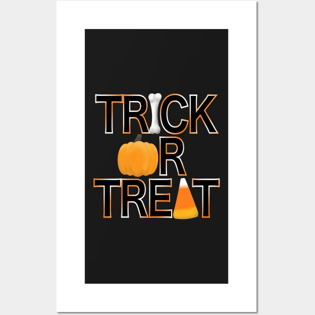 Trick or Treat - Bone, Pumpkin, Candy Corn Wall Art by JossSperdutoArt